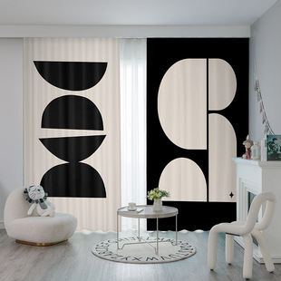 Nordic Simple Modern Light Luxury Atmospheric Bedroom Clothing Store Blackout Curtains Personalized Punch-Free Windproof Door Curtains