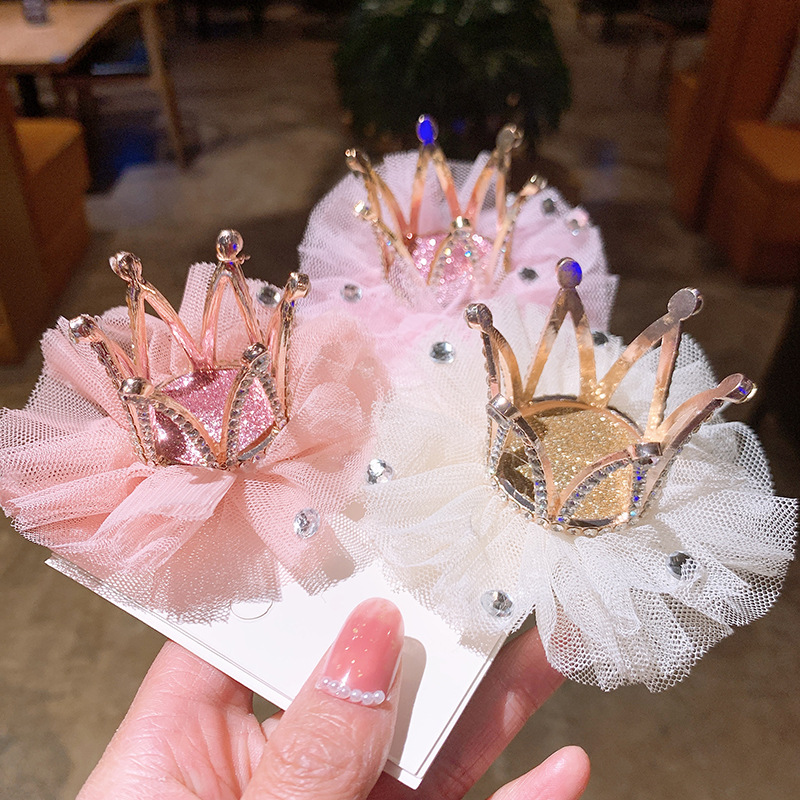 Hair Accessories Classification Cute Kid'S Crown Alloy Diamond Hair Clip Hair Accessories