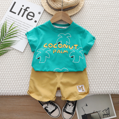 Summer 2024 New Foreign Trade Boys' Round Neck Short Sleeve Set for Baby Boys, Casual Shorts and Clothing Two-Piece Set Wholesale