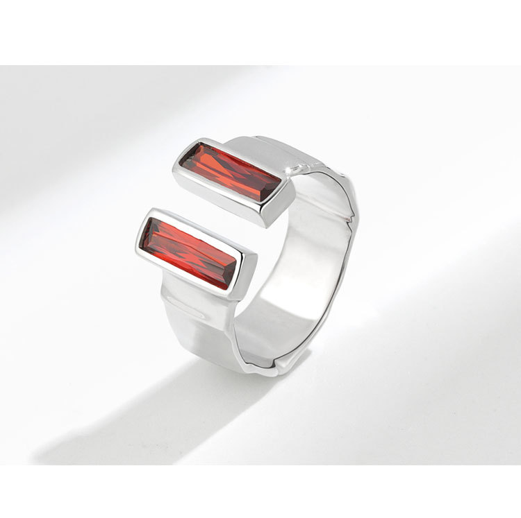 Simple Style Geometric Copper Inlaid Zircon Open Ring