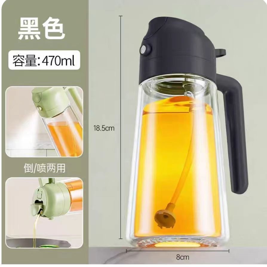Botella de pulverización de aceite de vidrio 2 en 1 botella de pulverización de aceite sin colgar botella de pulverización de aceite doméstica botella de pulverización de aceite de cocina