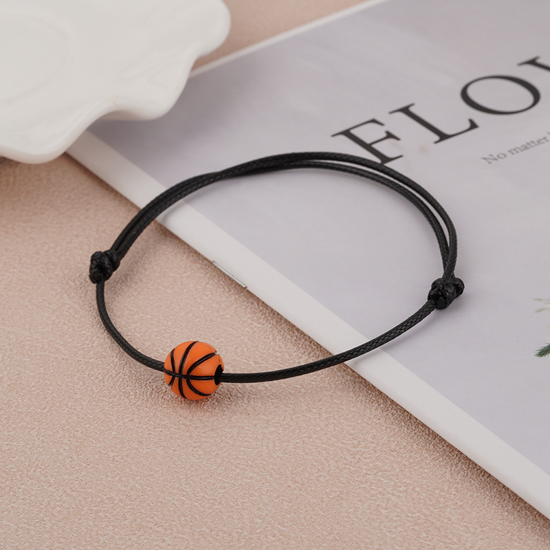 Pf World Cup Basketball Football Bracelet Simple and Personalized Versatile Sports Beaded Bracelet Adjustable Jewelry Wholesale
