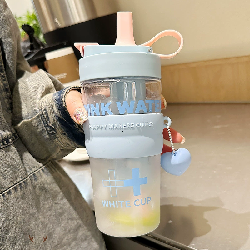 High quality capacious straw with glass for water, tea cup