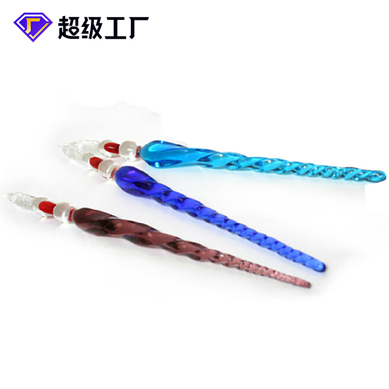De vidrio de color DIP pluma hilo firma pluma regalo de negocios nuevos productos exóticos al por mayor