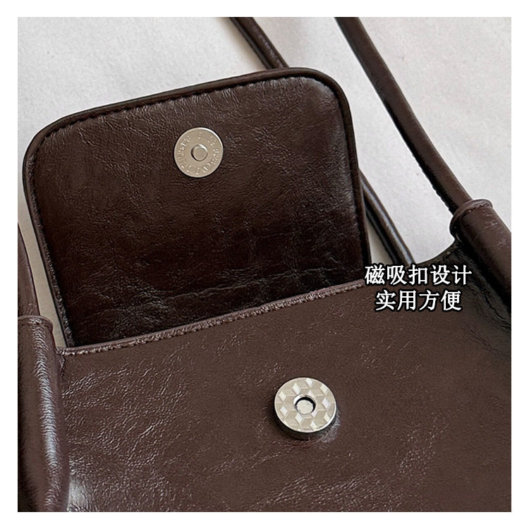 Túi tote đeo vai nữ tối giản, thiết kế nhỏ gọn, dung lượng lớn — màu cà phê, màu kaki, màu nâu, màu đỏ chi tiết 5
