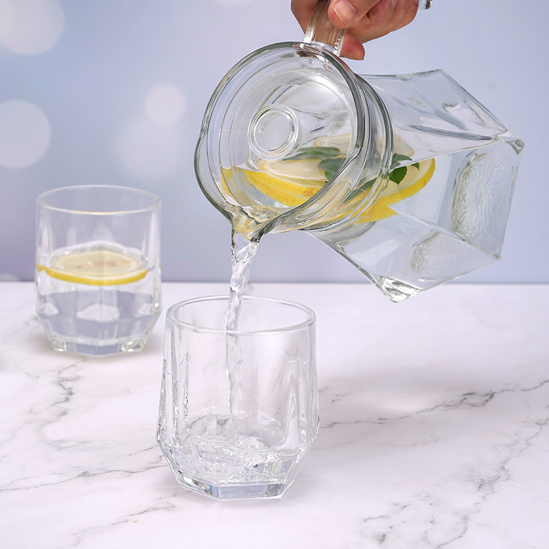 Micro Rain Water Set with 5 Pieces, Including Cup Stand, Drinking Cups with Logo, Promotional Gift, Transparent Glass Cold Water Pitcher Set