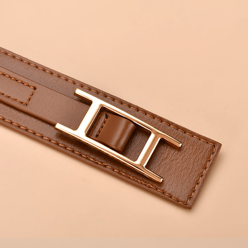 Genuine Leather Belt Women's Belt Decoration Matching Coat Waist Elastic Belt European and American Style Leather Trouser Belt Wholesale