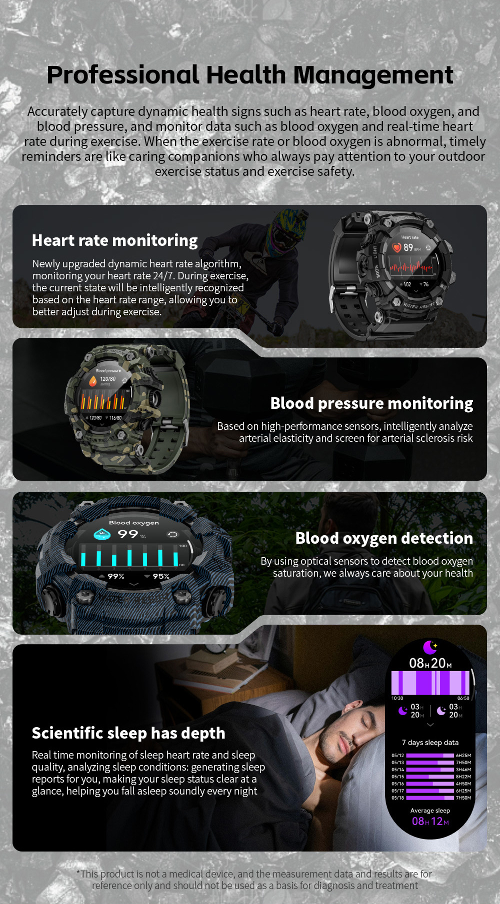 LOKMAT foreign trade outdoor sports smartwatch ATTACK GT Bluetooth Call Compass Flashlight Music undefined