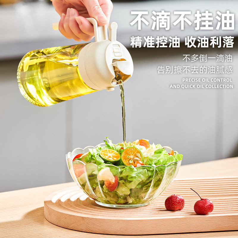 Nuevo estilo japonés de doble propósito de vidrio a prueba de fugas olla de aceite de hogar de gran capacidad barbacoa freidora de aire botella de spray de aceite