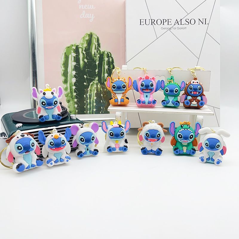 Stitch 12 llavero del zodiaco caja ciega Stitch divertido diario muñeca juego de moda mochila bolsa colgante muñeca pequeña