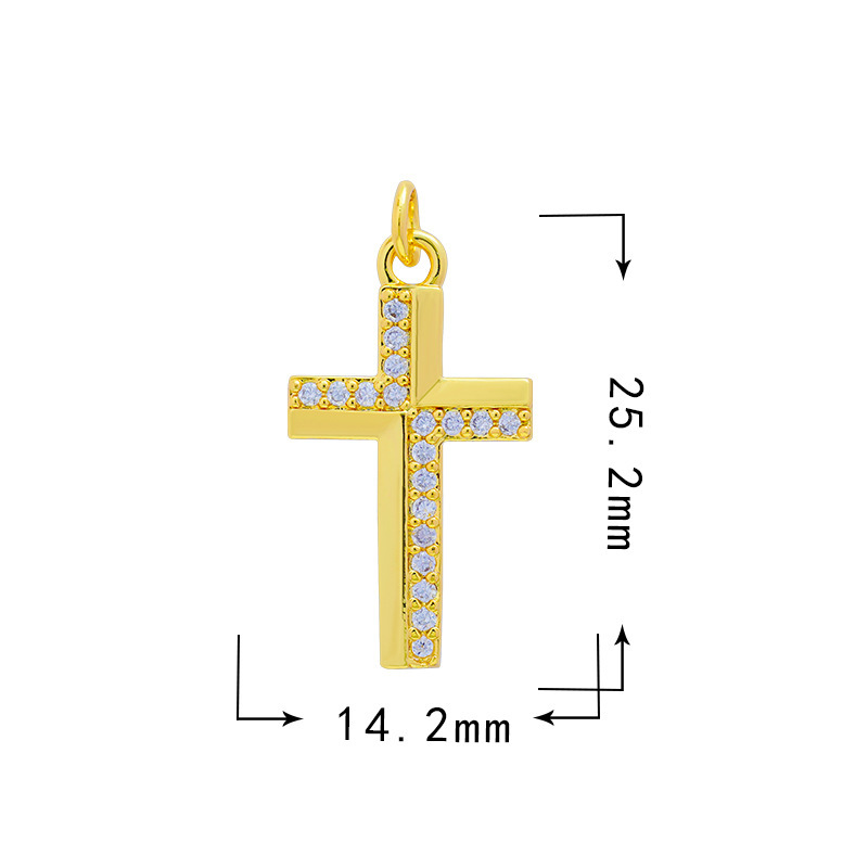 6g Weight Pendant Jewelry Making Type 25*17mm Jewelry Making Size Zircon Inlay Material DIY Jewelry Accessories Classification 1 Piece Quantity Copper Material Cross Pattern Plating Design Simple Style Style 1 Piece 25*17mm Copper Zircon Cross Pendant 8