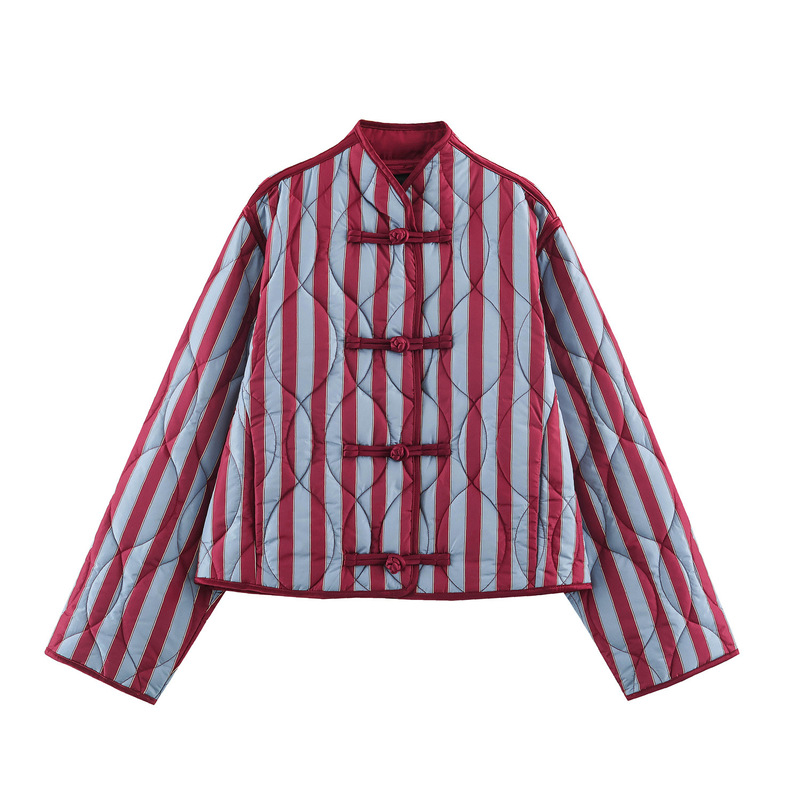 MYST&ZA Autumn New Women's French Stand Collar Long Sleeve Striped Napoleon Cotton Jacket 8372334 MYST&ZA Autumn New Women's French Stand Collar Long Sleeve Striped Napoleon Cotton Jacket 8372334