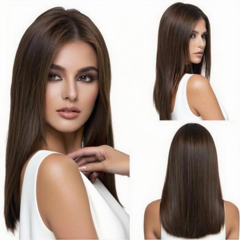 African Foreign Trade Wig Women's Mid-length Straight Hair with Bangs and Shoulder-length African European and American Fashion Wig Set for Overseas Hair