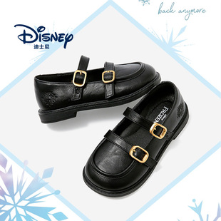 Disney School Season Leather Shoes School Shoes Black Girls 6-12 Years Old Soft Bottom Soft Surface Shallow Mouth Single Shoes College Style School Style Shoes