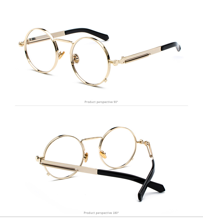 35g Weight Full Frame Glasses Structure Sunglasses Classification Ac, UV400 Protection Lens Material Round Frame Glasses Style Party, Street Occasion Solid Color Pattern All Seasons Season Men's Gender Punk, Streetwear Style Punk Streetwear Solid Color Ac UV400 Protection Round Frame Full Frame Women's Sunglasses 8
