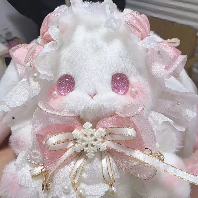 Lolita Cute Cartoon Girl High-Fashion Instagram Bunny Bag Full Set with Small Floral Fabric Gift for Girls Crossbody Bag Velvet