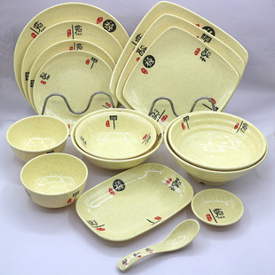 Factory Direct Supply of High-End Baifu Melamine Tableware, Food-Grade Fine Melamine Bowl, Noodle Bowl, Plate, Soup Spoon, Vinegar Dish