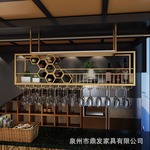 吧台吊柜酒吧酒架葡萄酒吊架餐厅高脚杯收纳架吊挂式红酒柜置物架