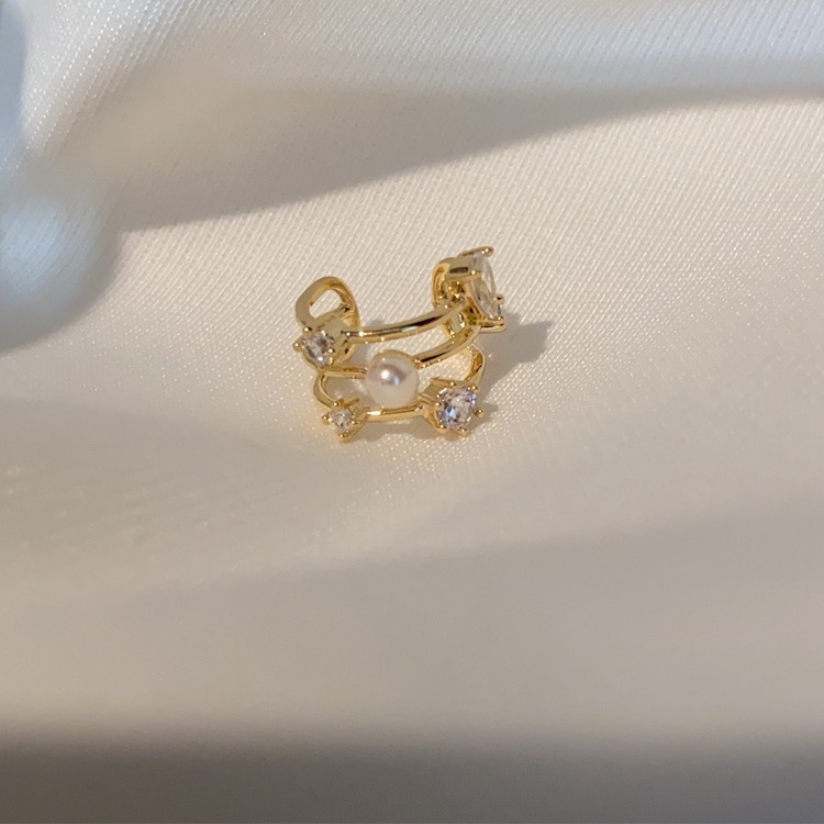 Pendientes de clip de hueso de oreja de metal de circón retro PERLA para mujer Corea del Sur simple todo partido personalizado no perforado pendientes