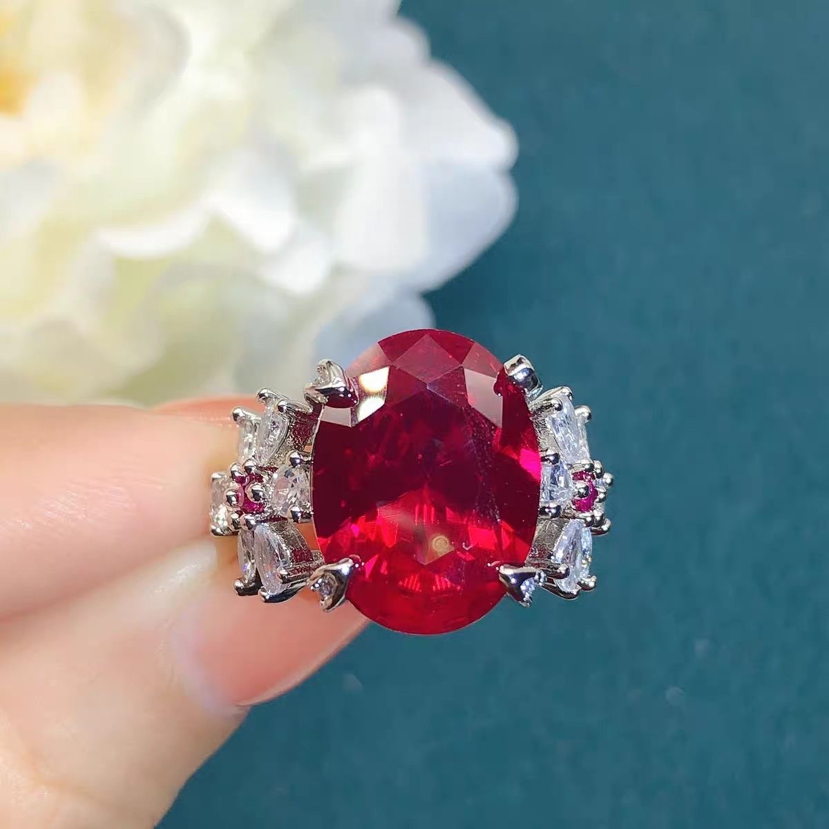 Eleganter Rubin Diamantring Für Damen Exklusiver Ring_voghion.com
