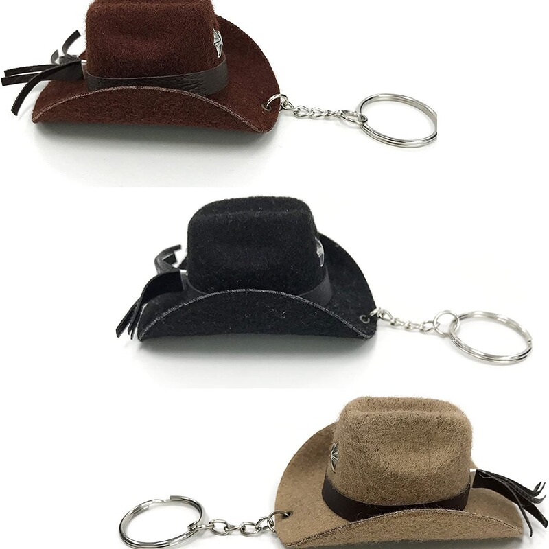 Amazon's Hottest Cowboy Hat Keychain Hat Accessories Five-Pointed Star Decorative Cowboy Hat 8cm Mini Hat