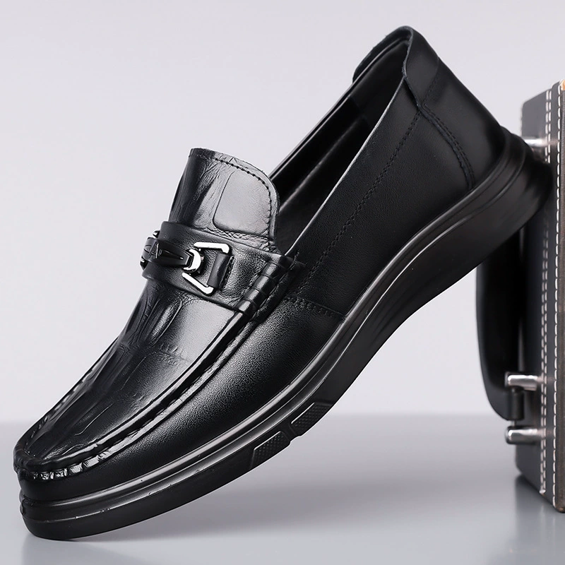 Бобовая обувь мужская кожаная бизнес повседневная обувь английская ножка новая дышащая мужская кожаная обувь весной 2025