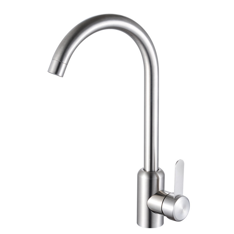 Acero inoxidable cepillado fregadero de la cocina caliente y fría cuenca vegetal grifo grande curva 24 tubo rodamiento núcleo vegetal cuenca grifo