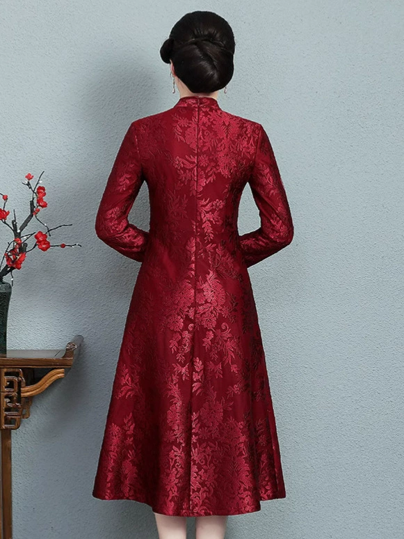 Демисезонное кружевное чонсам, ретро свадебное платье для мамы, повышенная толщина, плюс размер, оптовый