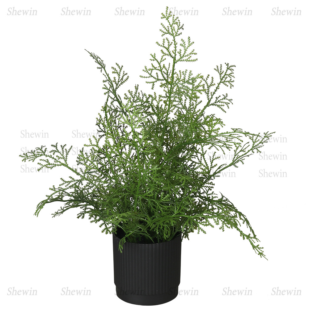 Simulación de helechos transfronterizos de plantación en maceta de interiores de hogares de aterrizaje de helechos adornos de simulación de plantas verdes de cemara de helechos de plástico bonsai image 6