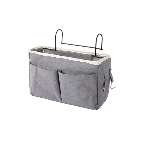 Dormitory college student bedside storage hanging bag canvas storage basket cotton and linen fabric Nordic style bedside storage hanging basket