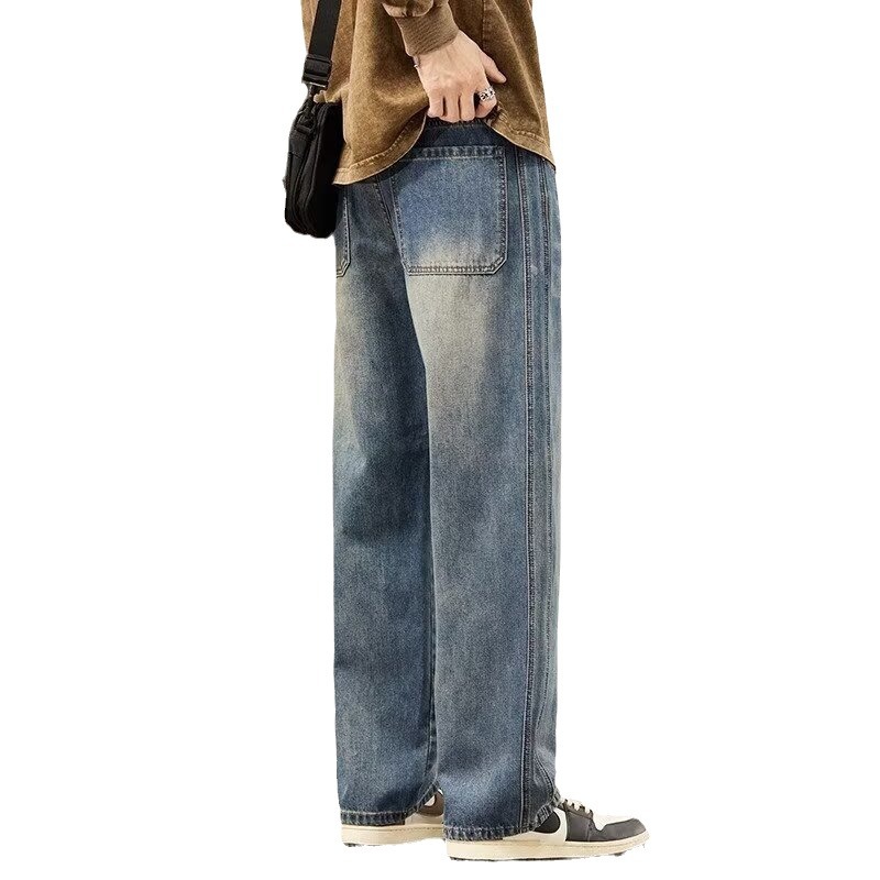 2024 estilo de esquina tendencia de otoño jeans de moda coreana pantalones de mezclilla sueltos para hombres retro japoneses