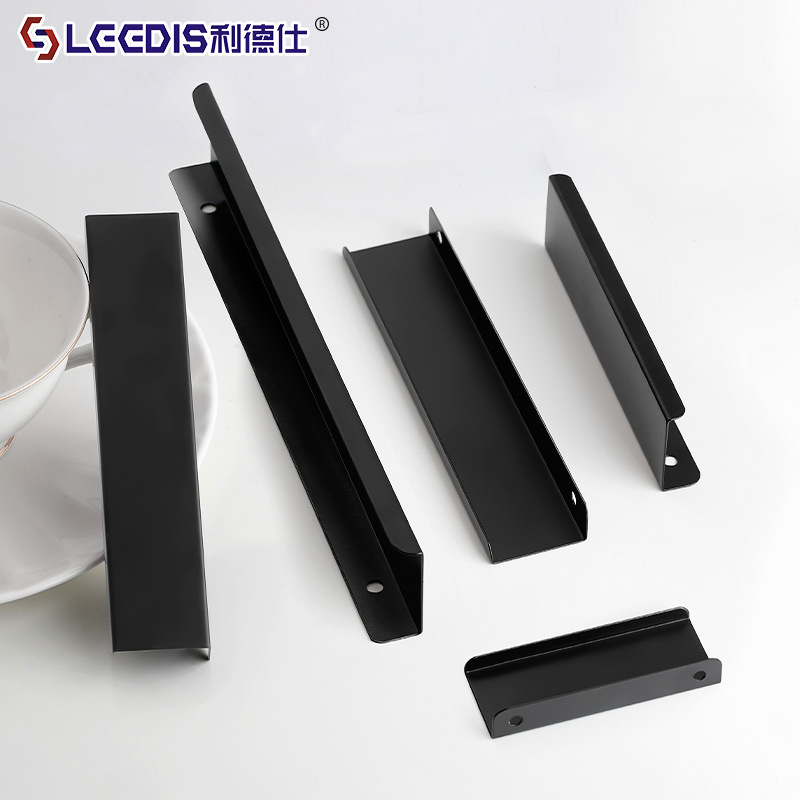 Factory direct sale extended drawer cabinet door edge banding handle minimalist invisible black pull handle cabinet wardrobe hardware pull