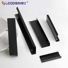 Factory direct sale extended drawer cabinet door edge banding handle minimalist invisible black pull handle cabinet wardrobe hardware pull