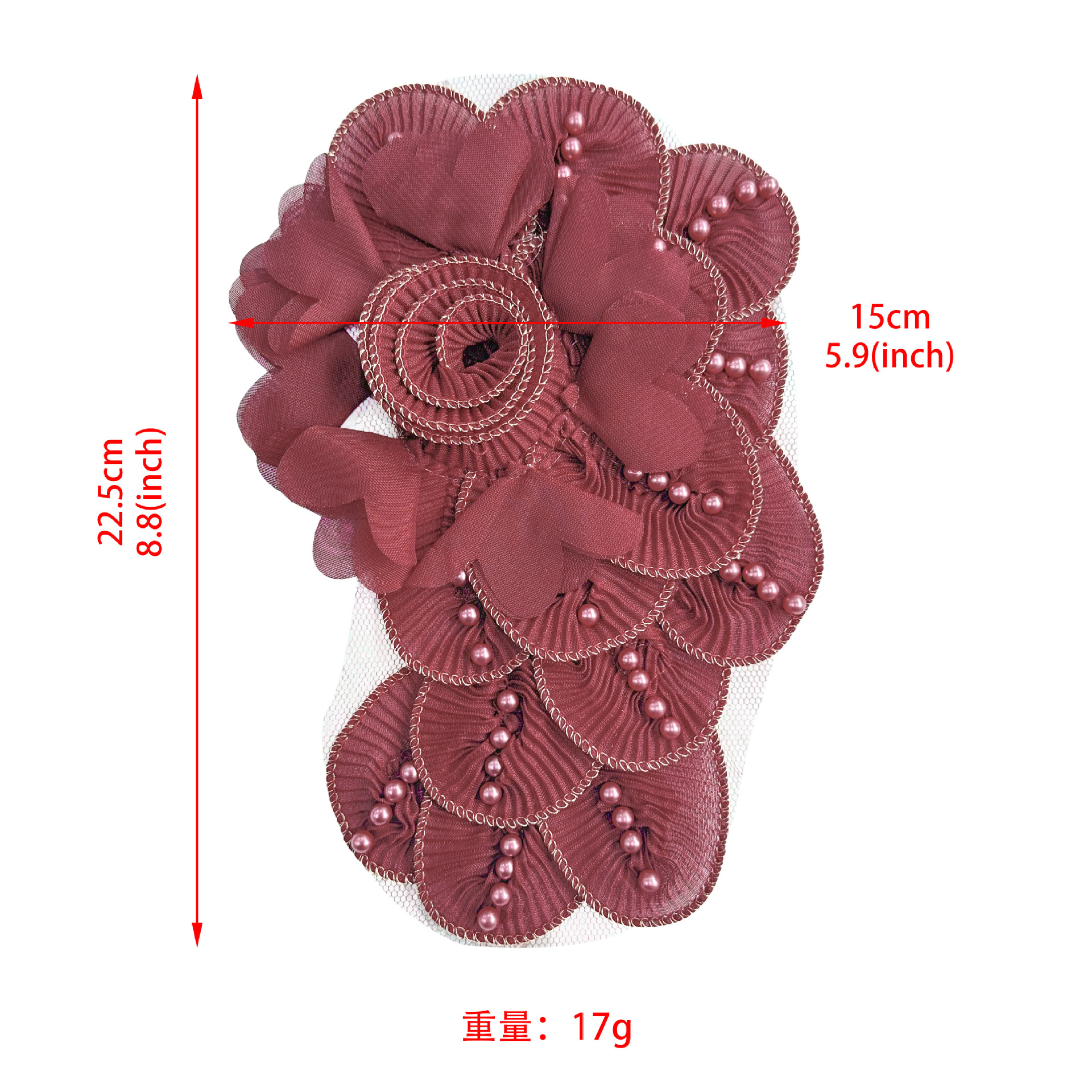 Moda europea y americana hecha a mano plegable tela de flores multi-capas perlas de clavos suéter vestido accesorios decorativos flores tridimensionales