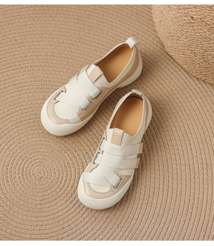 Giày sneaker nữ chunky đế dày da dê phối màu cao cấp — màu đen, màu trắng ngà chi tiết 22