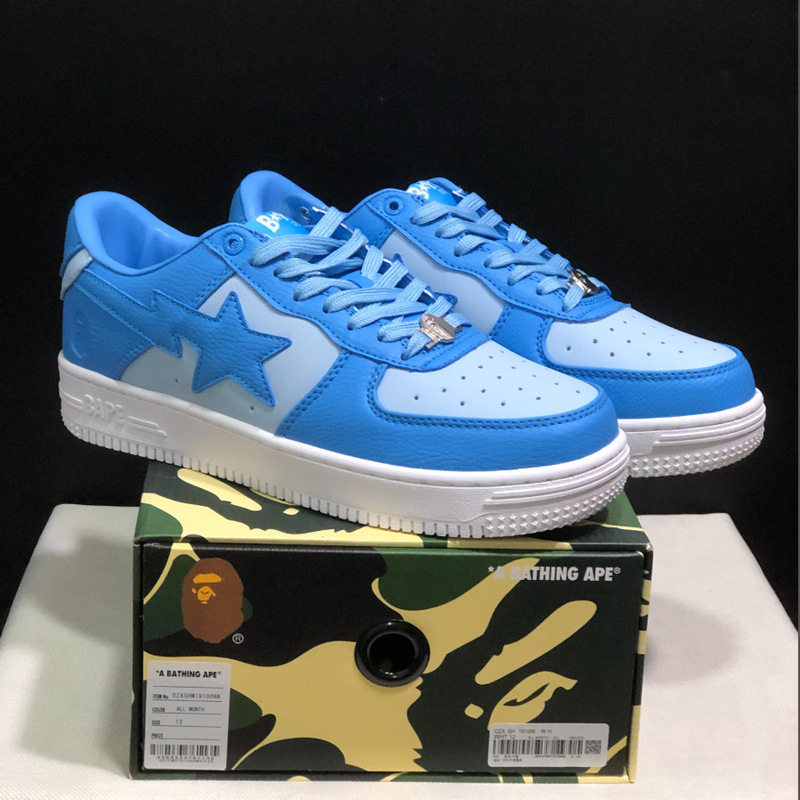 莆田Bape Sta 猿人头空军联名漫威黑白熊猫漆皮真皮男女低帮板鞋|undefined