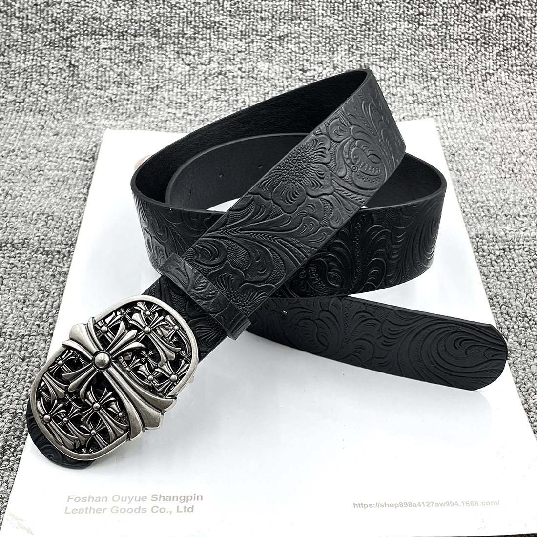 [embossed] multi-cross belt / 110cm total length 3.8cm width