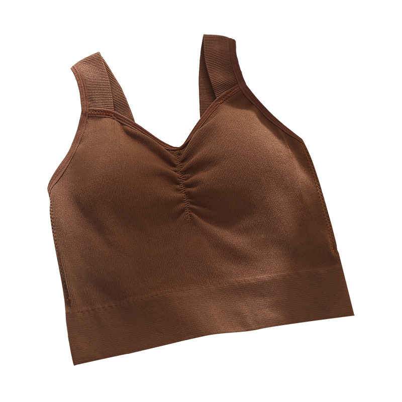 Nuevo Chaleco de copa de una sola pieza fijo Adelgazamiento de ajuste delgado de las mujeres con almohadilla para el pecho desgaste interior y exterior Bottoming envuelto pecho Sling top