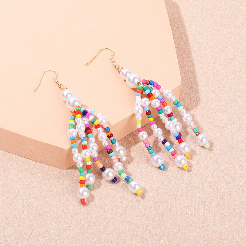 Daily Occasion Imitation Pearl, Bead, Metal Material Cute Water Droplets Imitation Pearl Bead Metal Beaded Drop Earrings
