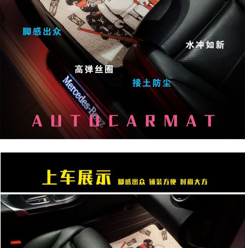 Car Wire Ring Floor Mats, Universal Cuttable Cartoon Cute Car Anti-Dirty Protective Mats, Car Universal Anti-Slip Gaskets