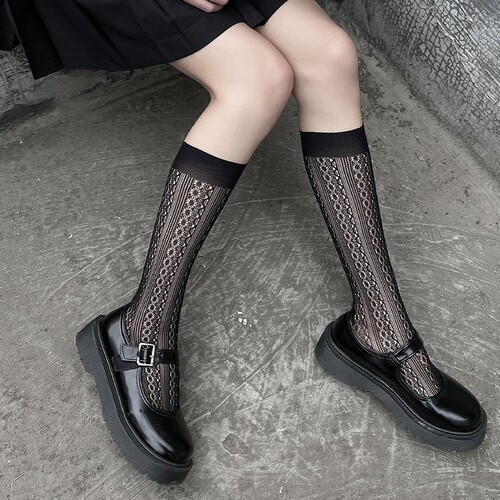 jk lace socks mesh socks mid-tube Japanese pile socks women's summer thin transparent Lolita Korean lace socks