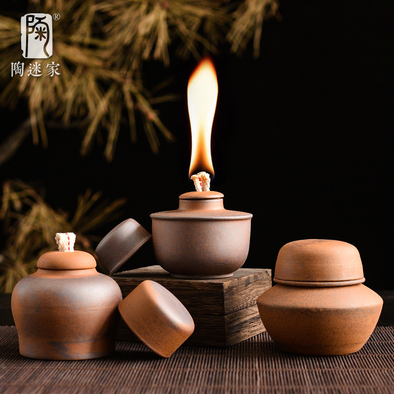 Pottery Enthusiast Coarse Pottery Alcohol Lamp Explosion-Proof Ceramic Safe Heating Tea Making Laboratory Medical Instrument Cupping Acupuncture Disinfection