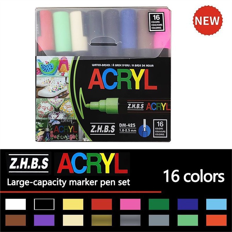 Xiaohongshu Same Style Acrylic Marker Pen DIY Waterproof Non-Fading Graffiti Shoes Record Children's Color Painting Pen