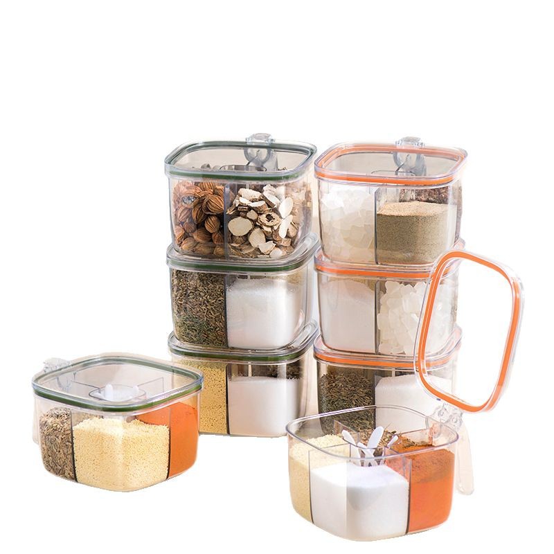 Caja de condimentos multifuncional de cocina, sal, pimienta, monosodium glutamato, cuerpo de condimentos transparente multicapa, caja de condimentos combinada, caja de condimentos I