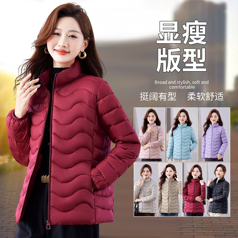 In-stock women's spring stand-collar sports cotton jacket, fashionable, loose-fitting, warm, multi-color, zippered, casual, versatile coat