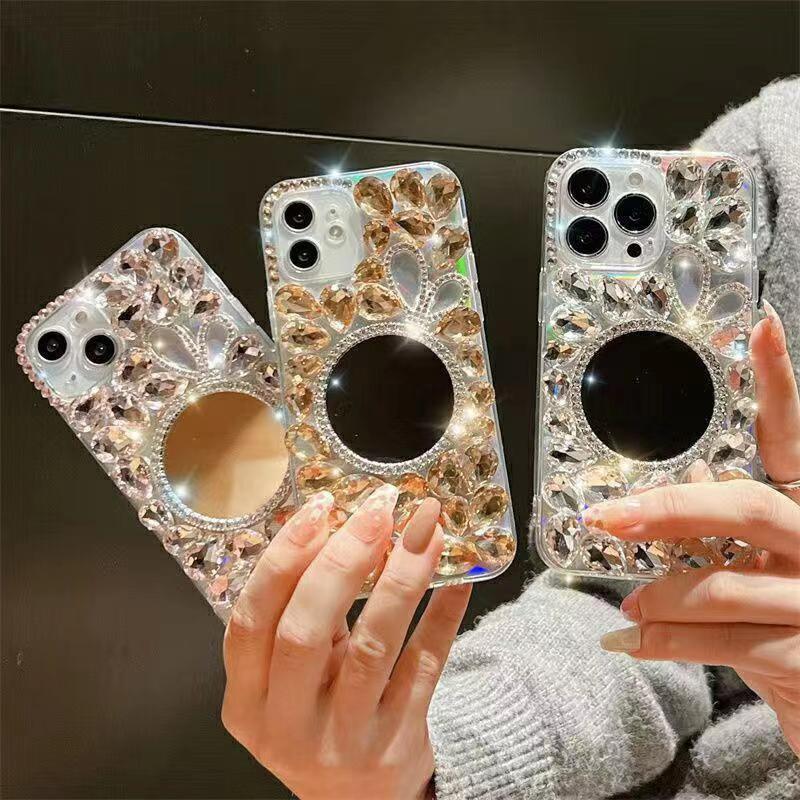 Full Drill Rabbit Ears for Samsung S24ULTRA Phone Case Mirror S24/S23 Case Advanced S24PLIS Soft Case