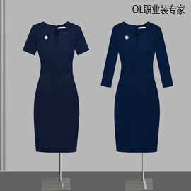 酒店前台接待职业连衣裙夏季通勤气质时尚简约工作服女轻熟批发