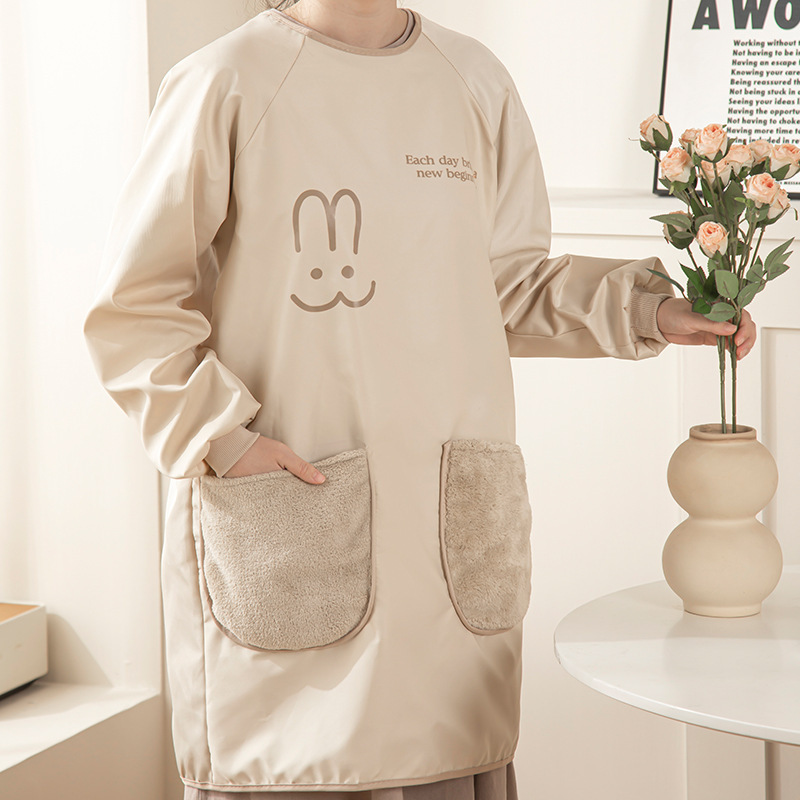 Hand-Wiping Apron for Kitchen Use, Long-Sleeved, New Style, Waterproof, Stain-Resistant, Cooking Workwear, Women's Waist Apron, Catering Apron, Coverall Hand-Wiping Apron for Kitchen Use, Long-Sleeved, New Style, Waterproof, Stain-Resistant, Cooking Workwear, Women's Waist Apron, Catering Apron, Coverall