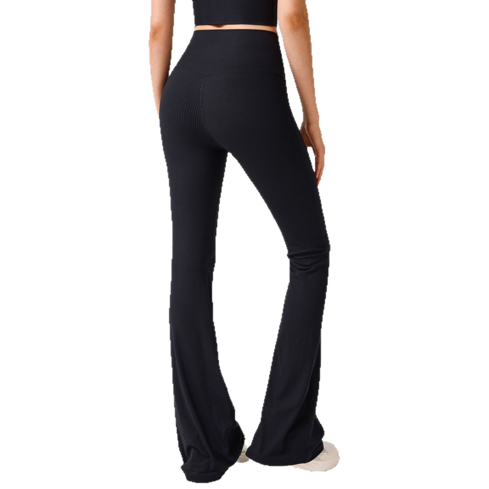 Pantalones de yoga acanalados de cintura alta para primavera y verano, sin líneas incómodas, pantalones largos deportivos casuales para exteriores, pantalones acampanados ajustados que realzan los glúteos y adelgazan la cintura