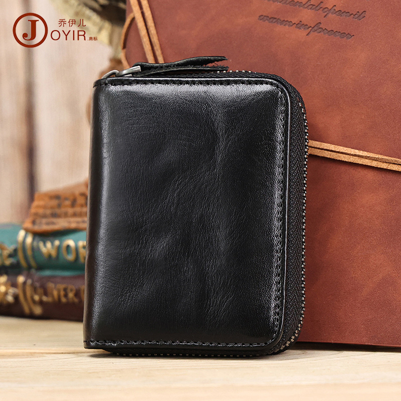 Wholesale anti-theft accordion card holder with multiple card slots, cash slot, slim wallet, document holder, 11 card slots, genuine leather card holder for men